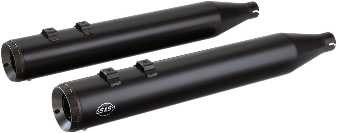 S & S Cycle 4" Grand National Slip-On Mufflers Black 550-0690