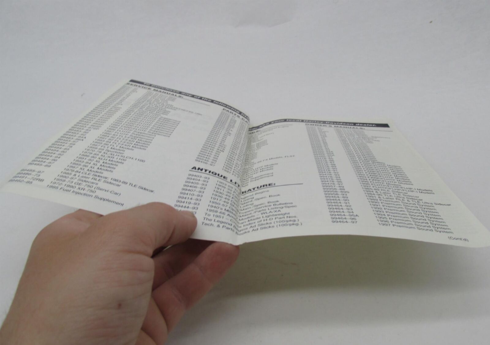 Harley-Davidson Genuine 1903-Present Technical Literature List 99528-97