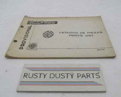 Bultaco 1971 Original Provisional Sherpa T Parts Catalog List 80.32-P117