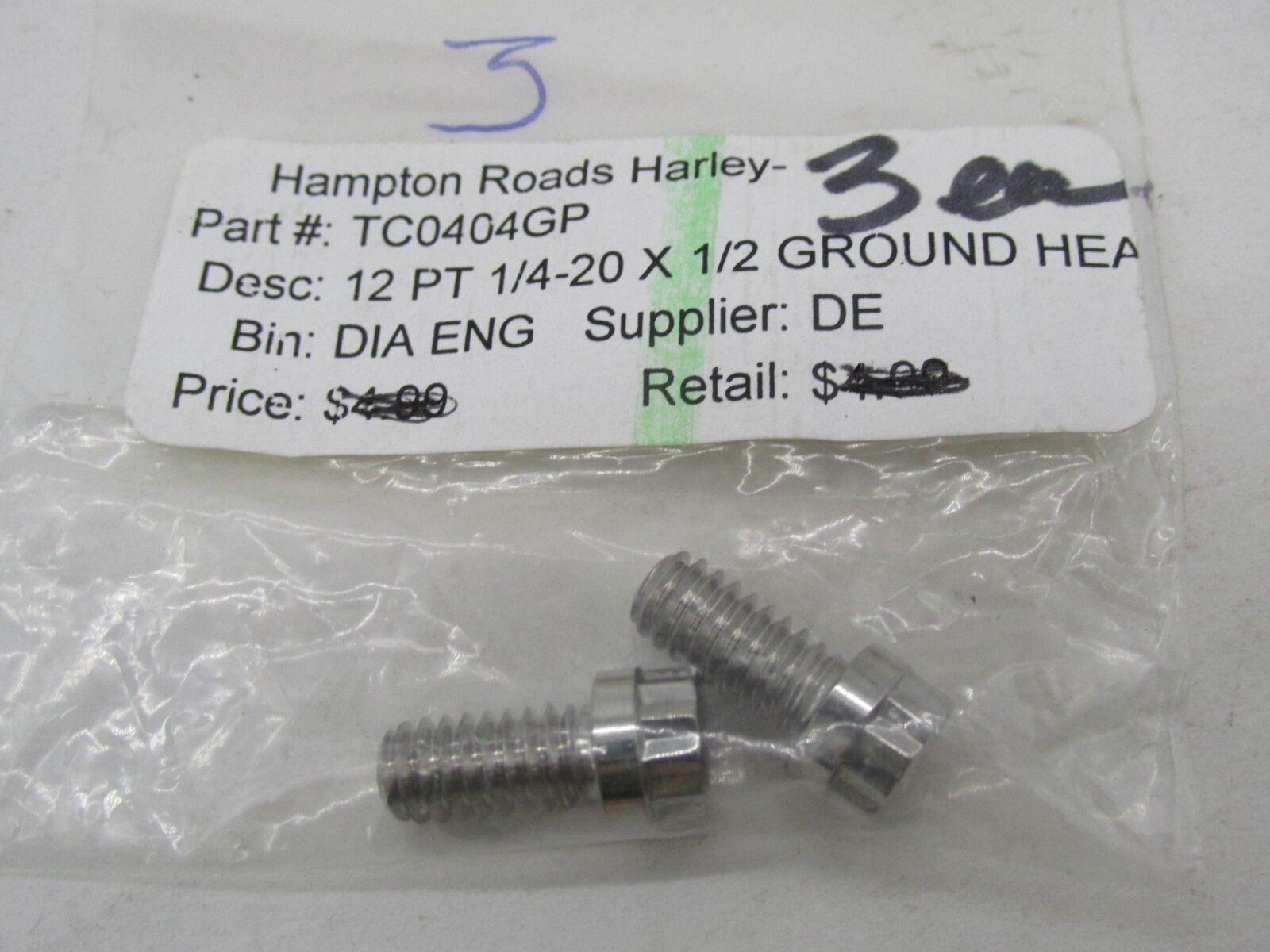 Lot of 2 Harley Davidson Ground Head Screw TC0404GP