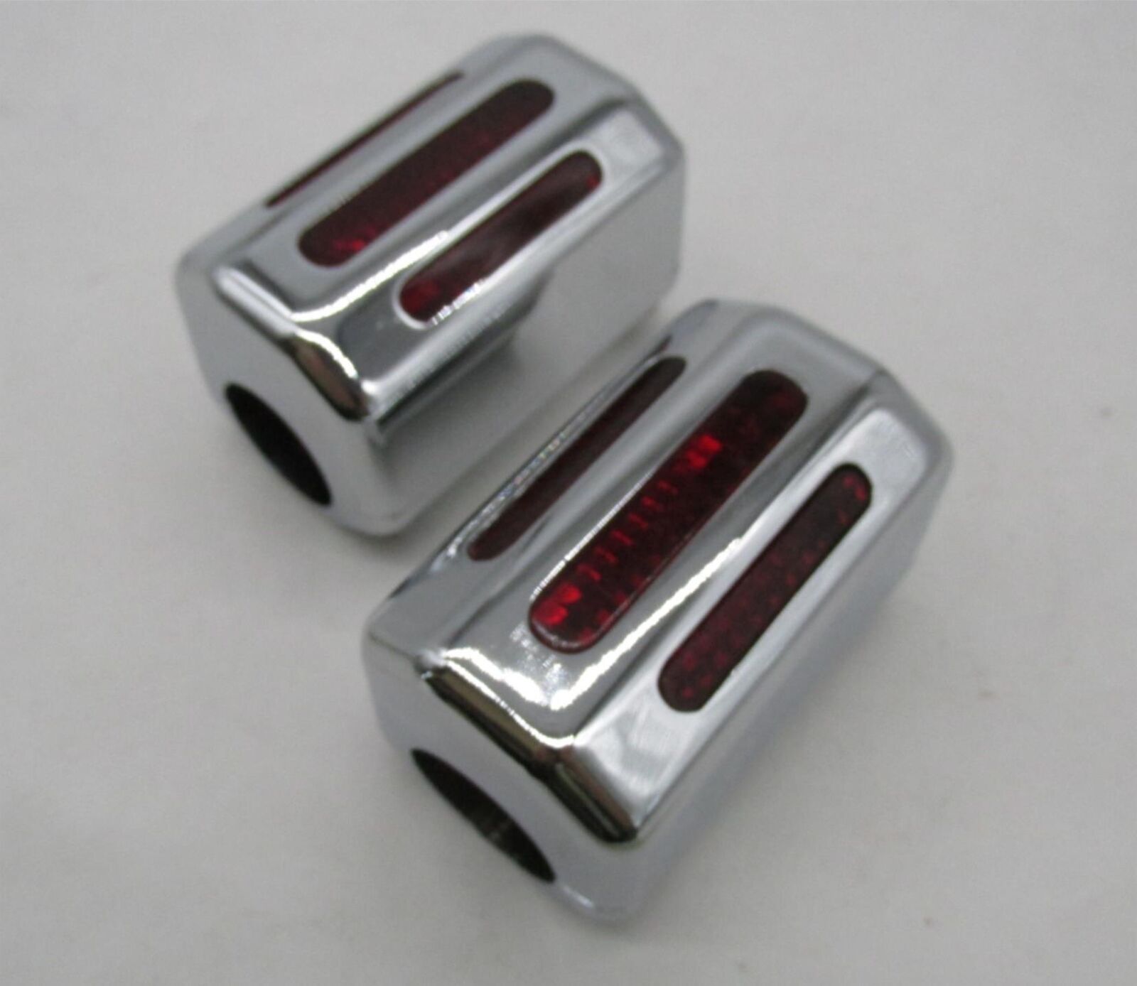 Pair Harley 1" Handlebar Mounted Red Turn Signal Marker Lights 2-7/8" x 1-3/4"