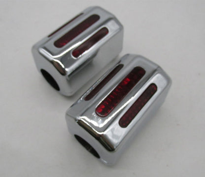 Pair Harley 1" Handlebar Mounted Red Turn Signal Marker Lights 2-7/8" x 1-3/4"