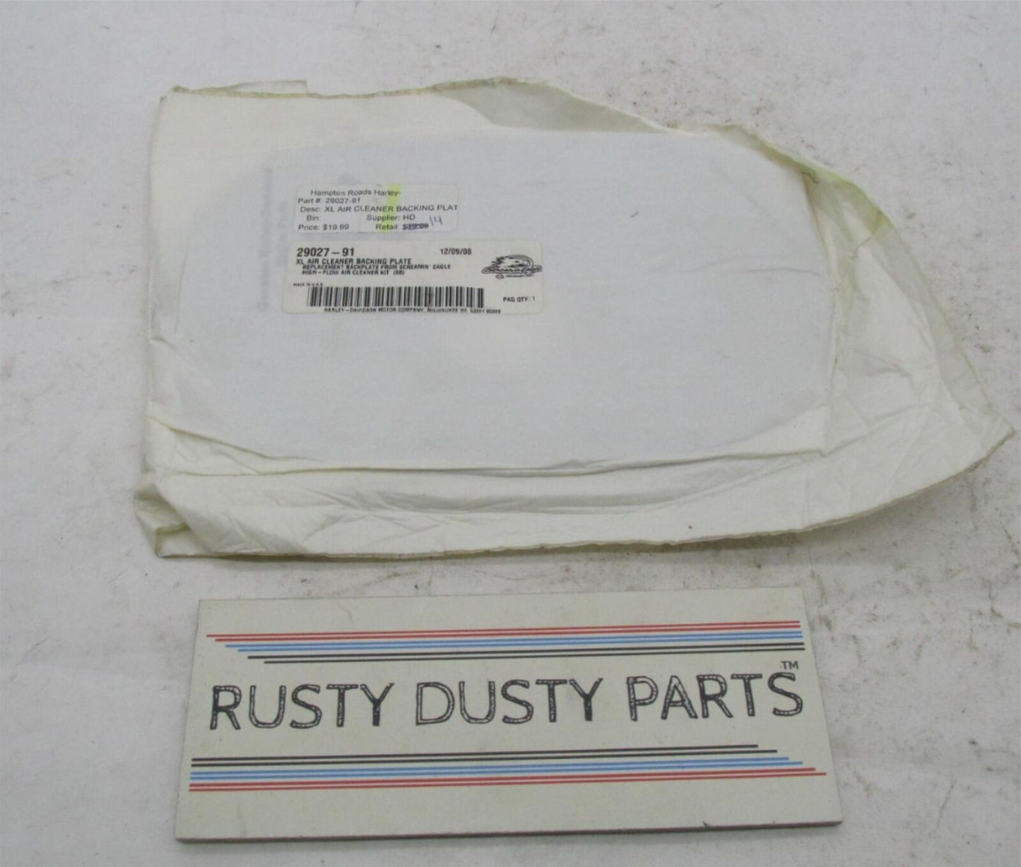 Harley Davidson Genuine NOS XL Screamin Eagle Air Cleaner Backing Plate 29027-91