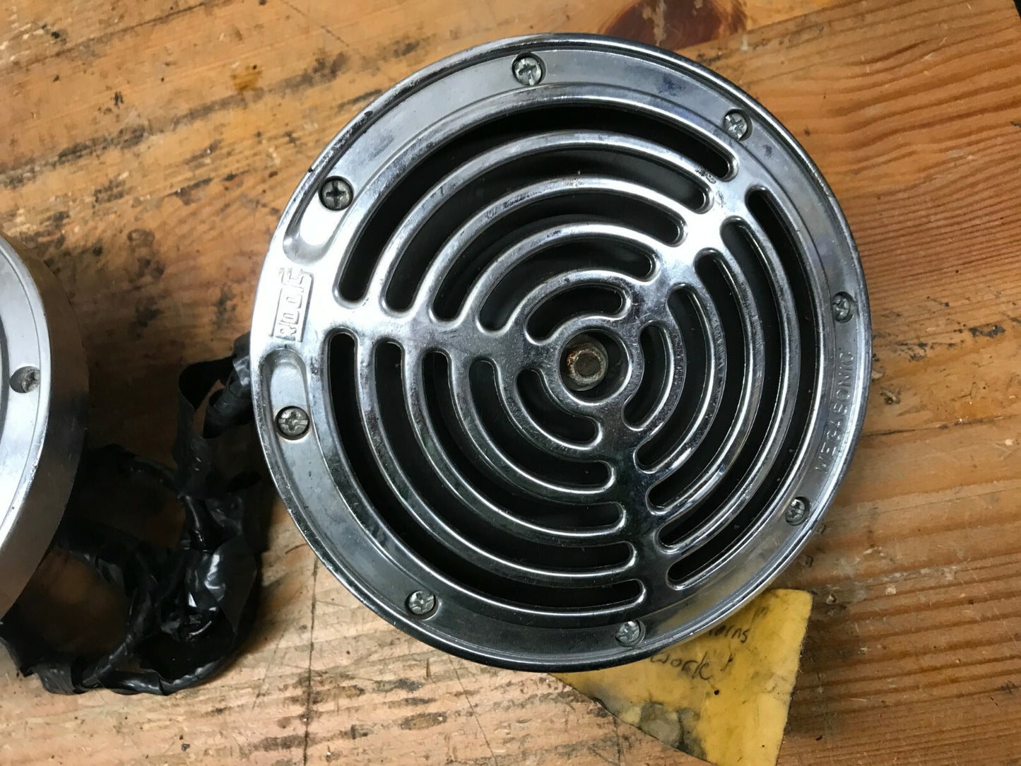 Lot of (2) ROOTS MEGASONIC HIGH TONE 395 HZ 12V HORN +LOW TONE 315 HZ