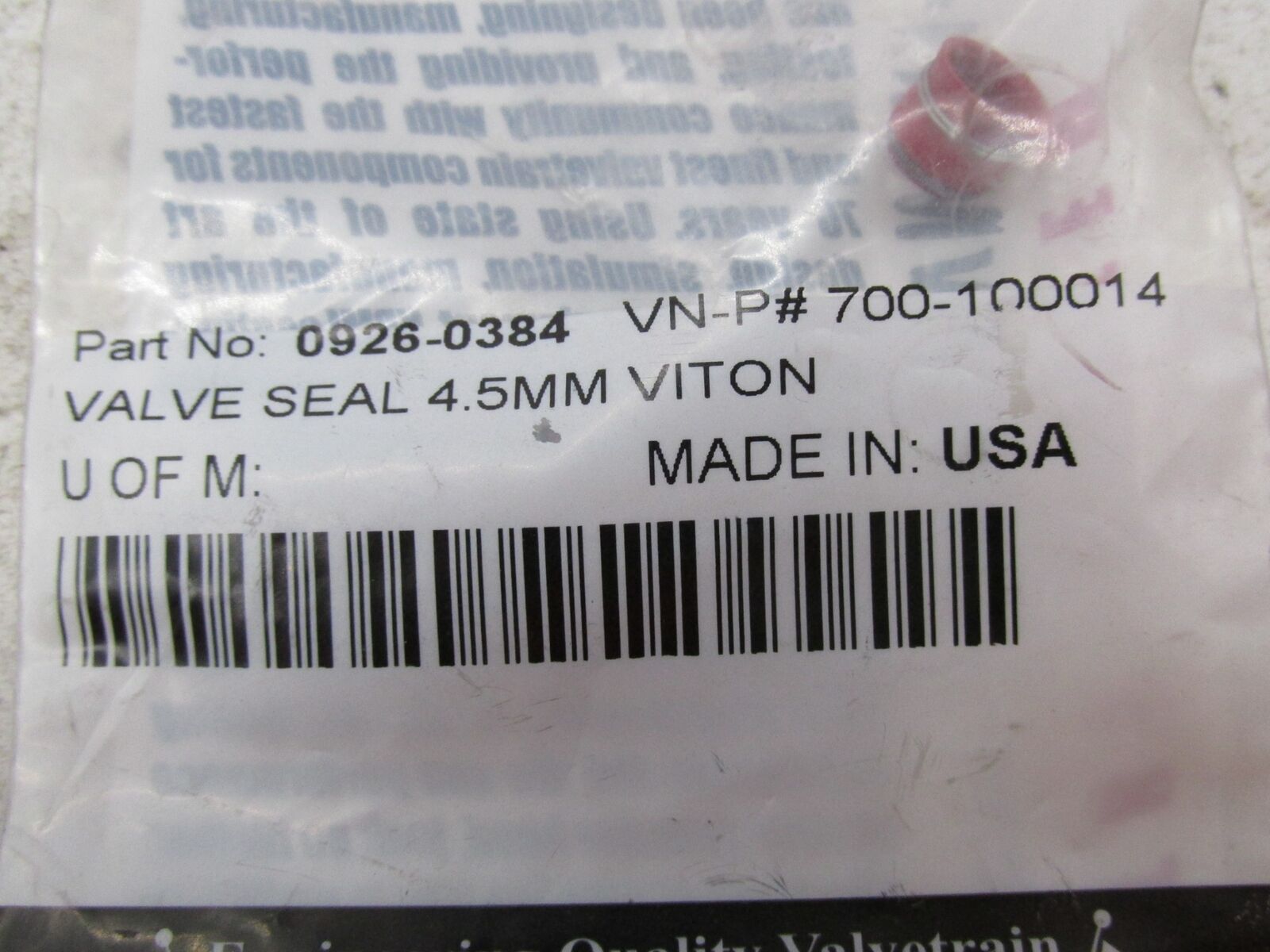 Lot of 3 Kibblewhite Precision Valve Seals 4.5MM Viton 0926-0384 700-100014
