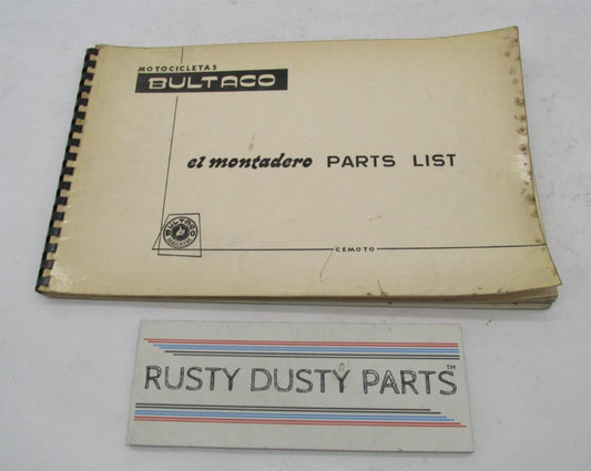 Bultaco Orginal Factory 1968 El Montadero Parts List Catalog