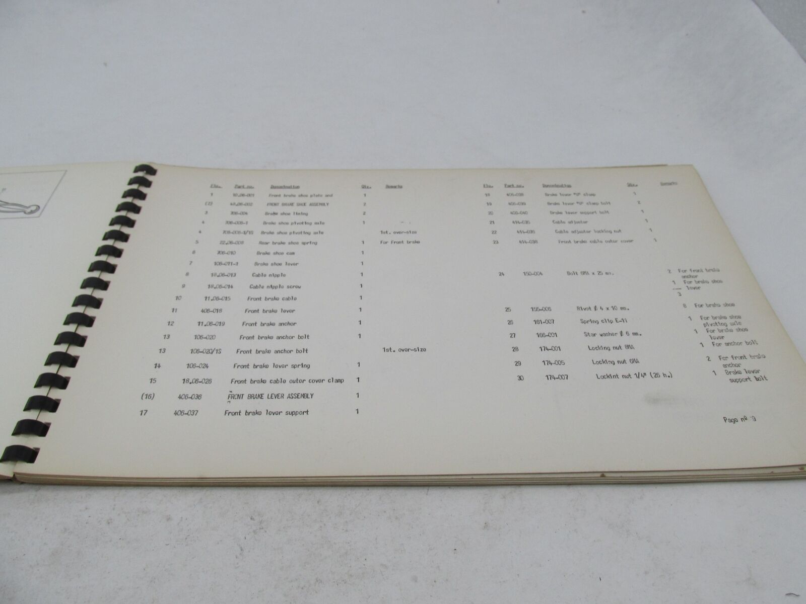 Bultaco Orginal Factory 1968 El Montadero Parts List Catalog