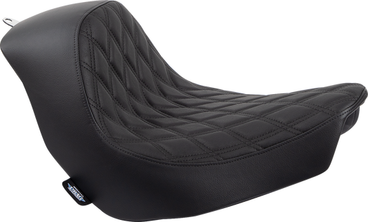 Drag Specialties Solo Seat Double Diamond - Black w/ Black Stitching 0802-1513