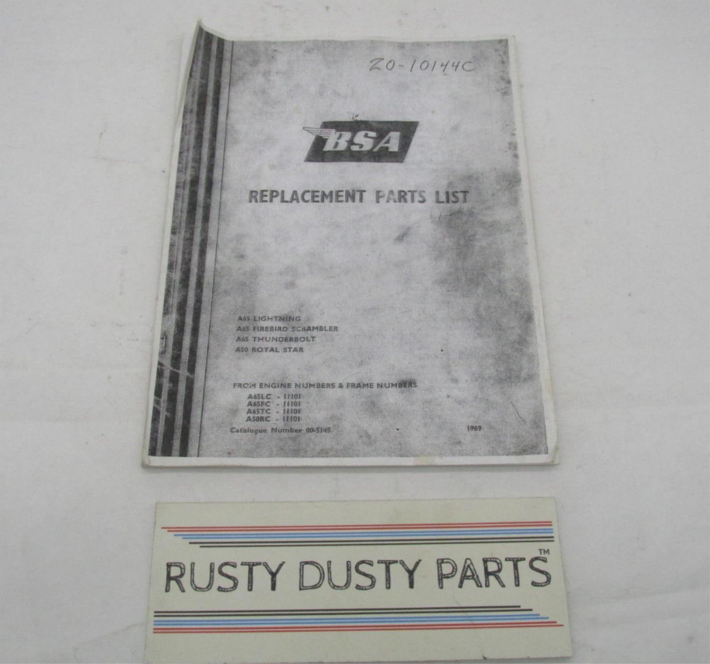 Photocopied BSA Replacement Motorcycle Parts List A65 A50 00-5145