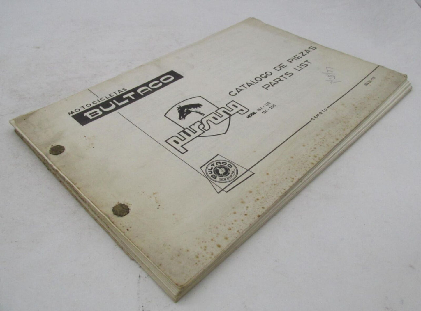 Bultaco Factory 1977 Pursang 162-170 194-200 Catalog Parts List 194.32-117