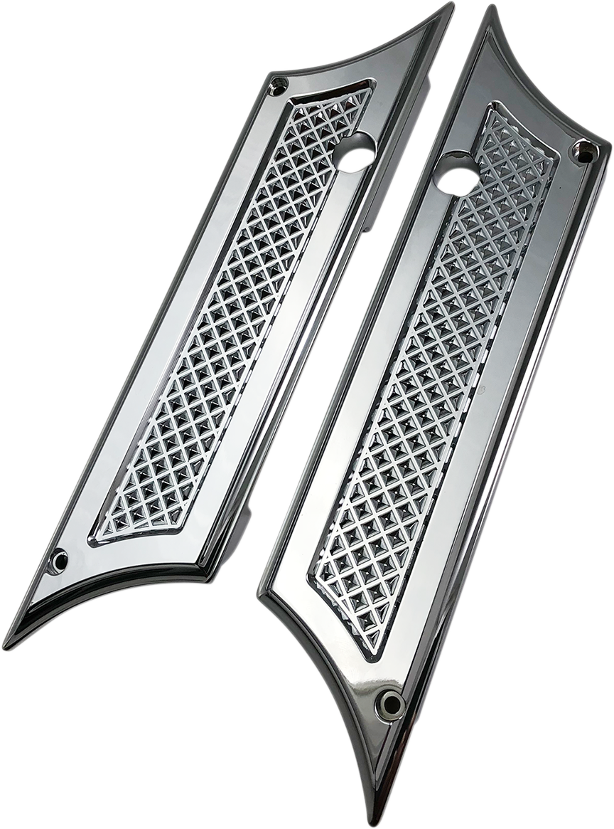 EDDIE TROTTA DESIGNS Saddlebag Latch Covers Chrome Diamond Cut TC981