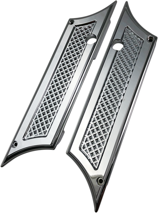 EDDIE TROTTA DESIGNS Saddlebag Latch Covers Chrome Diamond Cut TC981