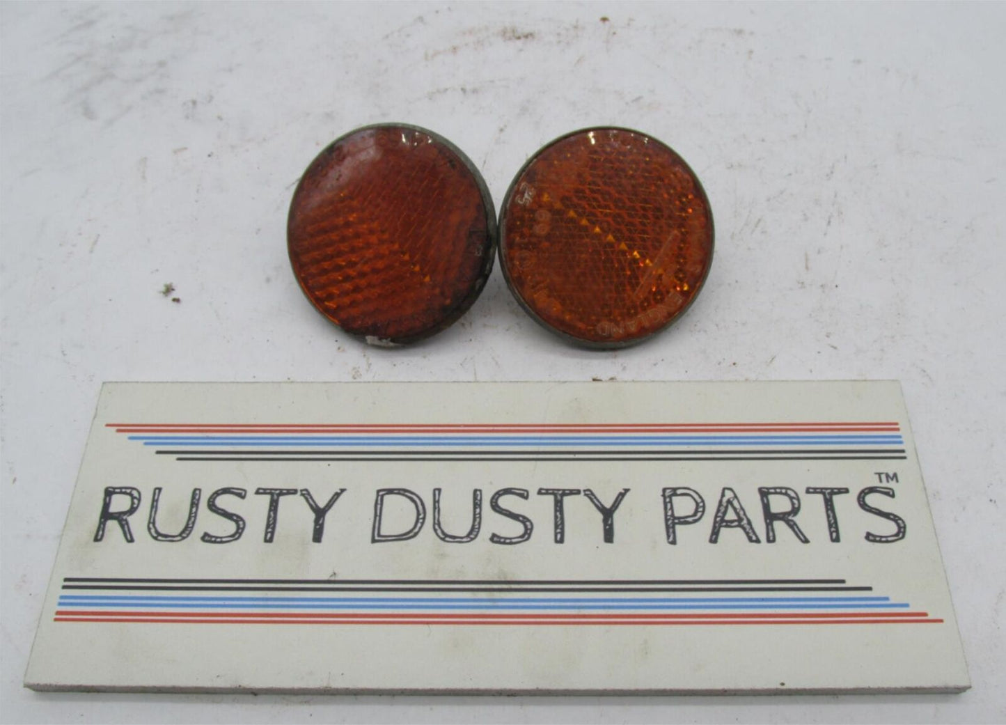 Pair of Vintage Original Lucas 1971 Amber Reflectors BSA Triumph RER-14