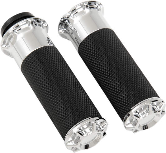 Arlen Ness Fly-By-Wire Fusion Series Grips Chrome Bevelled 07-328