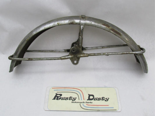 Vintage 4" wide Harley Triumph BSA Norton Chrome Patina Front Fender w/ Braces