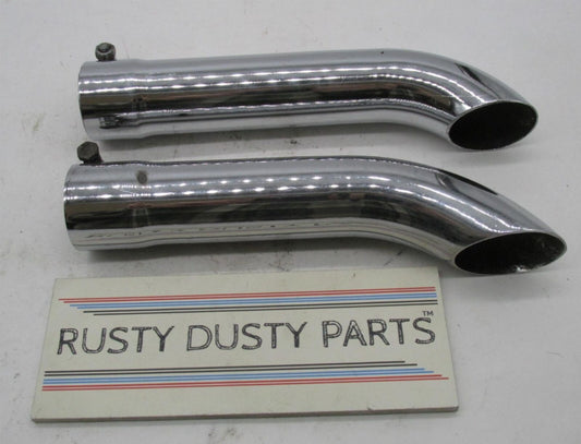 Pair of Vintage Triumph BSA Bates Genuine 10" Long Turn Out Exhaust Tips