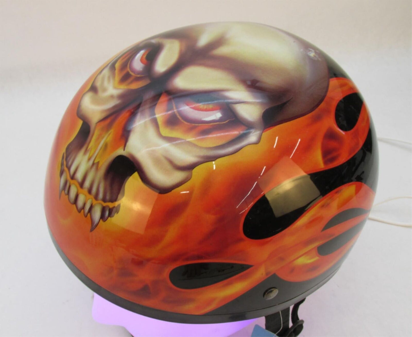 Daytona New Skull Red Flames Open Face Size Extra Small S Motorcycle Helmet