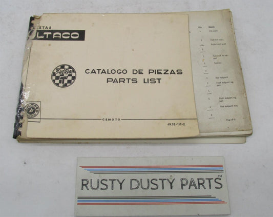 Bultaco Factory 1968 Sherpa T Motorcycle Catalog Parts List Book 49.32-117-2