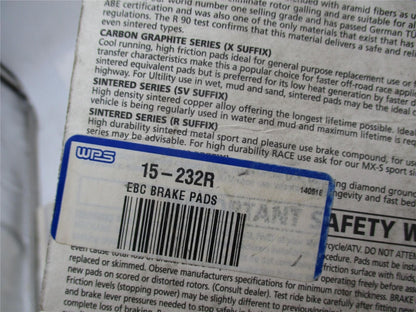 Set of NOS EBC Motorcycle Brake Pads FA232R 15-232R