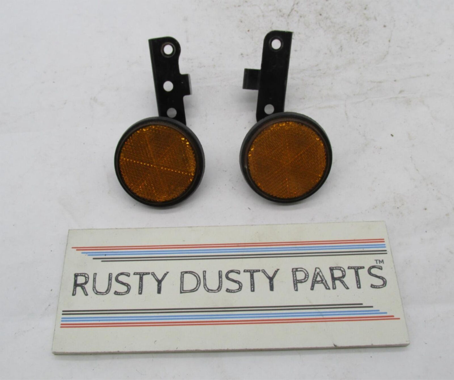 Pair of Vintage Original Ducati Stanley Amber Lens Reflectors 072-1042