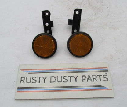 Pair of Vintage Original Ducati Stanley Amber Lens Reflectors 072-1042