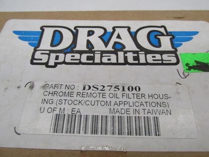 Harley Drag Specialties Polished Chrome Remote Oil Filter Housing DS275100