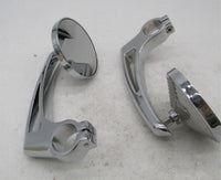 Highway Hawk Universal Motorcycle Chrome Bar End Ribbed Mirror Set 91-893