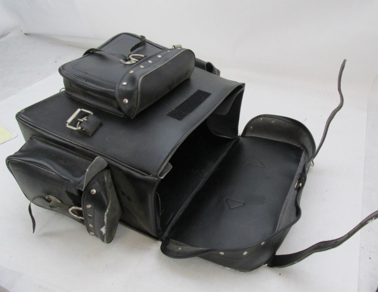 Harley Davidson Black Synthetic Leather Studded Sissy Bar Backrest Touring Bag