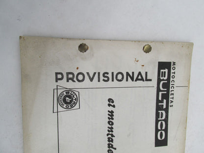Bultaco 1969 Original Provisional El Montadero Parts Catalog List 70.32-P066