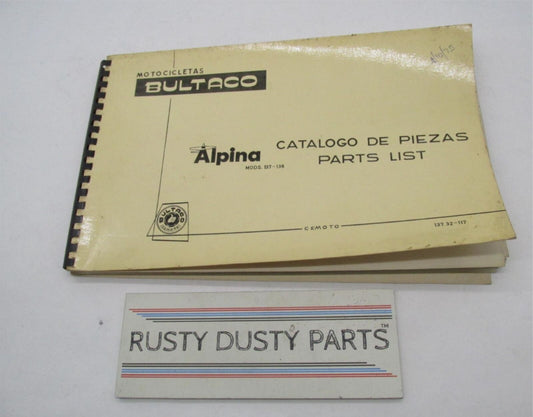 Bultaco Factory 1974 Alpina 137-138 Parts Catalog List Book Manual 113.32-117