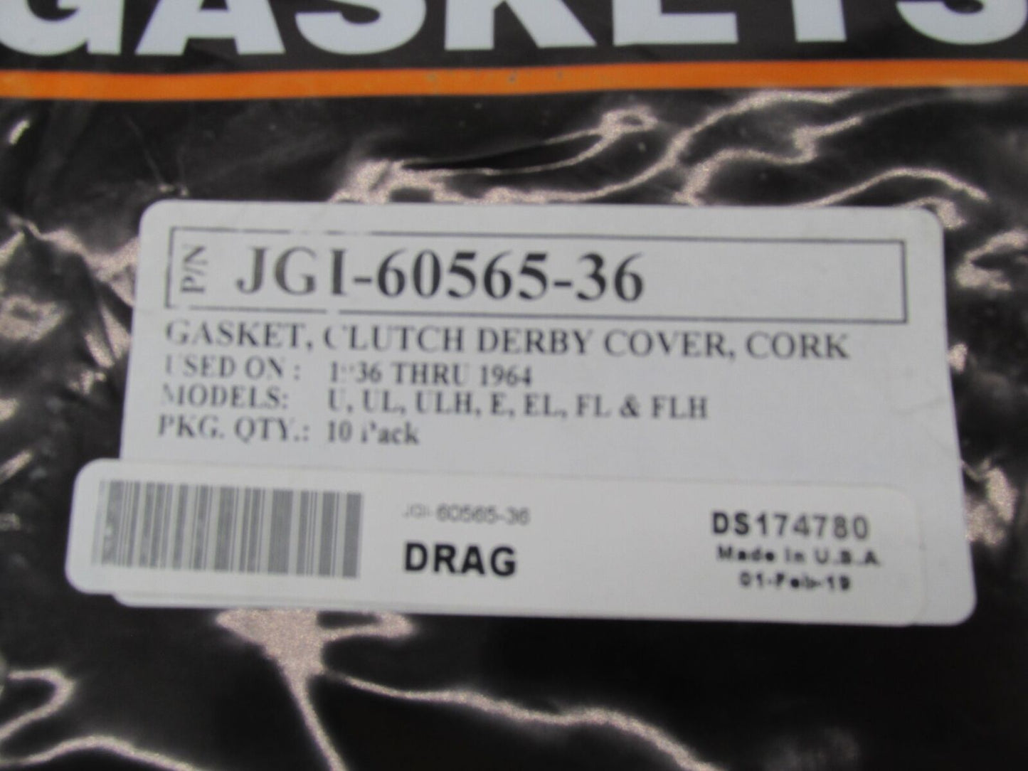 Lot of 8 Harley Davidson James Clutch Derby Cover Cork Gaskets JGI-60565-36