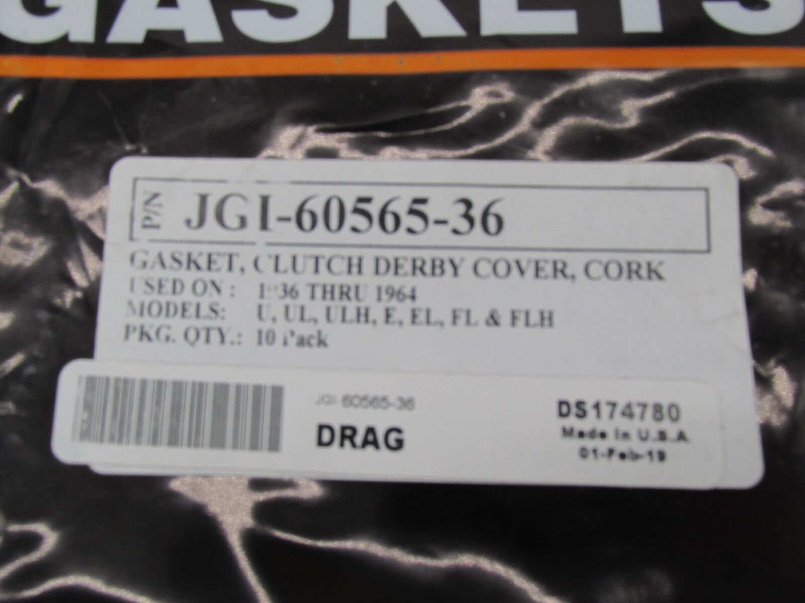 Lot of 8 Harley Davidson James Clutch Derby Cover Cork Gaskets JGI-60565-36