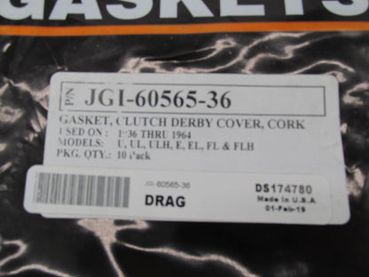 Lot of 8 Harley Davidson James Clutch Derby Cover Cork Gaskets JGI-60565-36