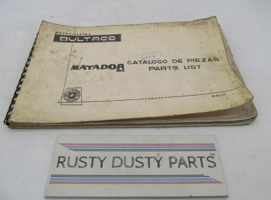 Bultaco Factory 1972 Matador Mk4 Motorcycle Catalog Parts List Book 75.32-117
