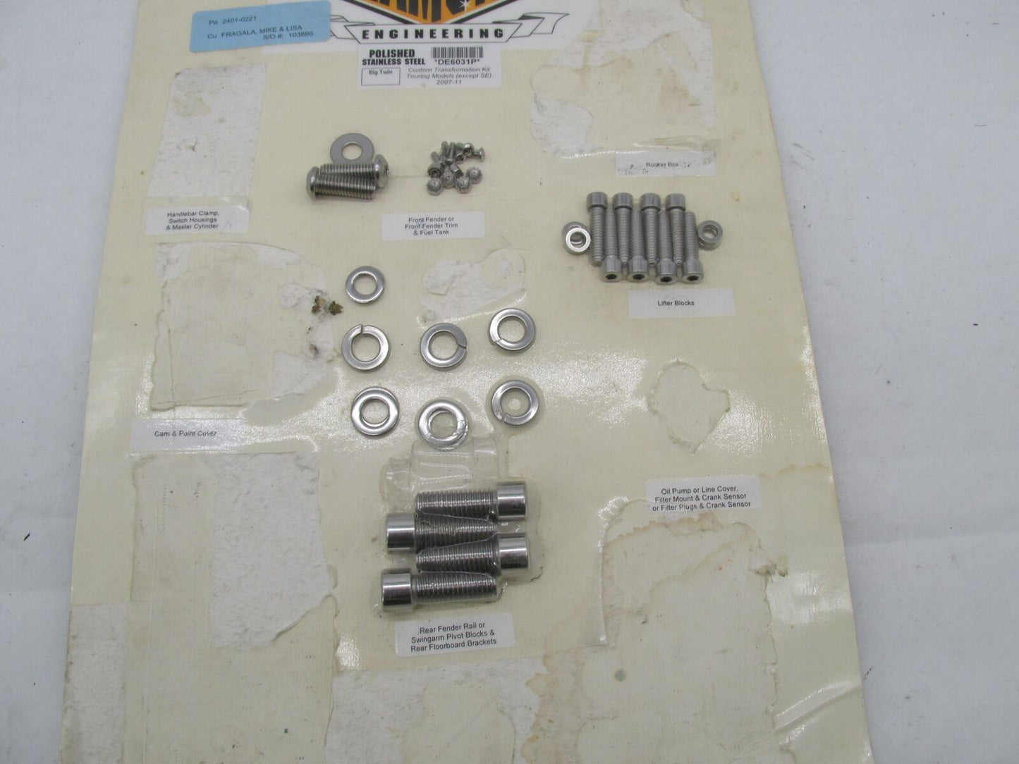 Harley Touring Stainless Steel Hardware Kit - Not Complete!!  DE6031P