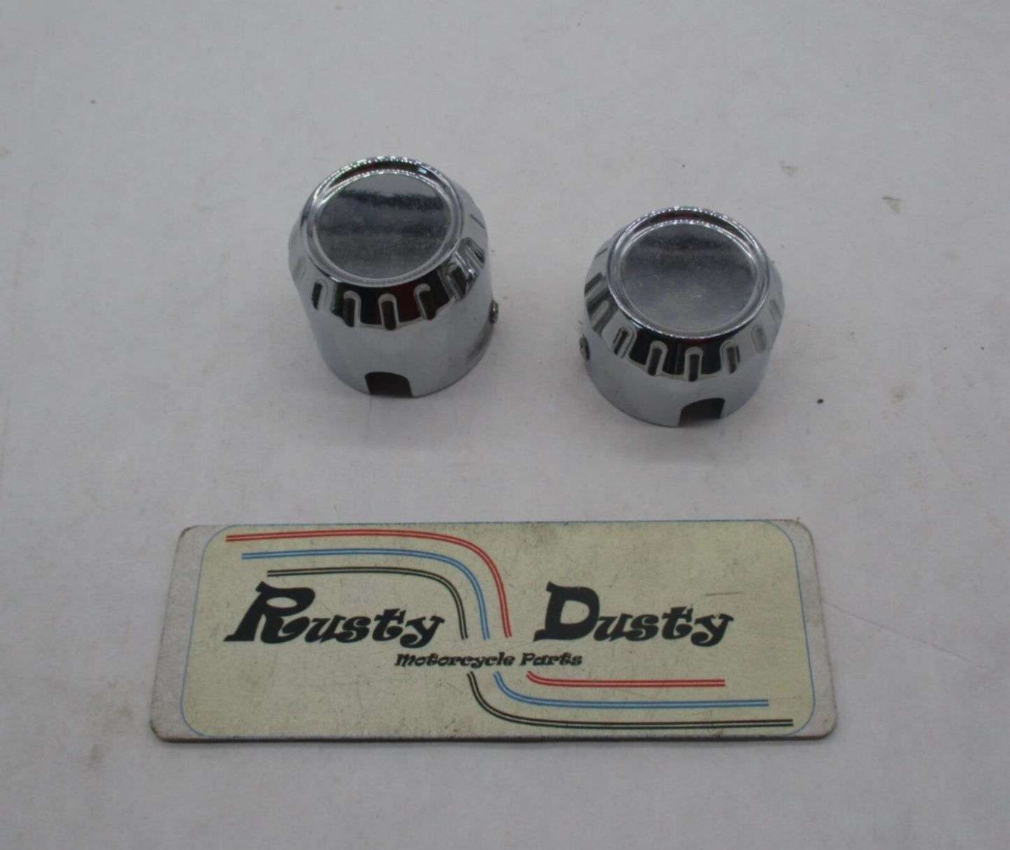 Set of Harley Davidson Chrome Fluted Front Axle Covers 44577-04