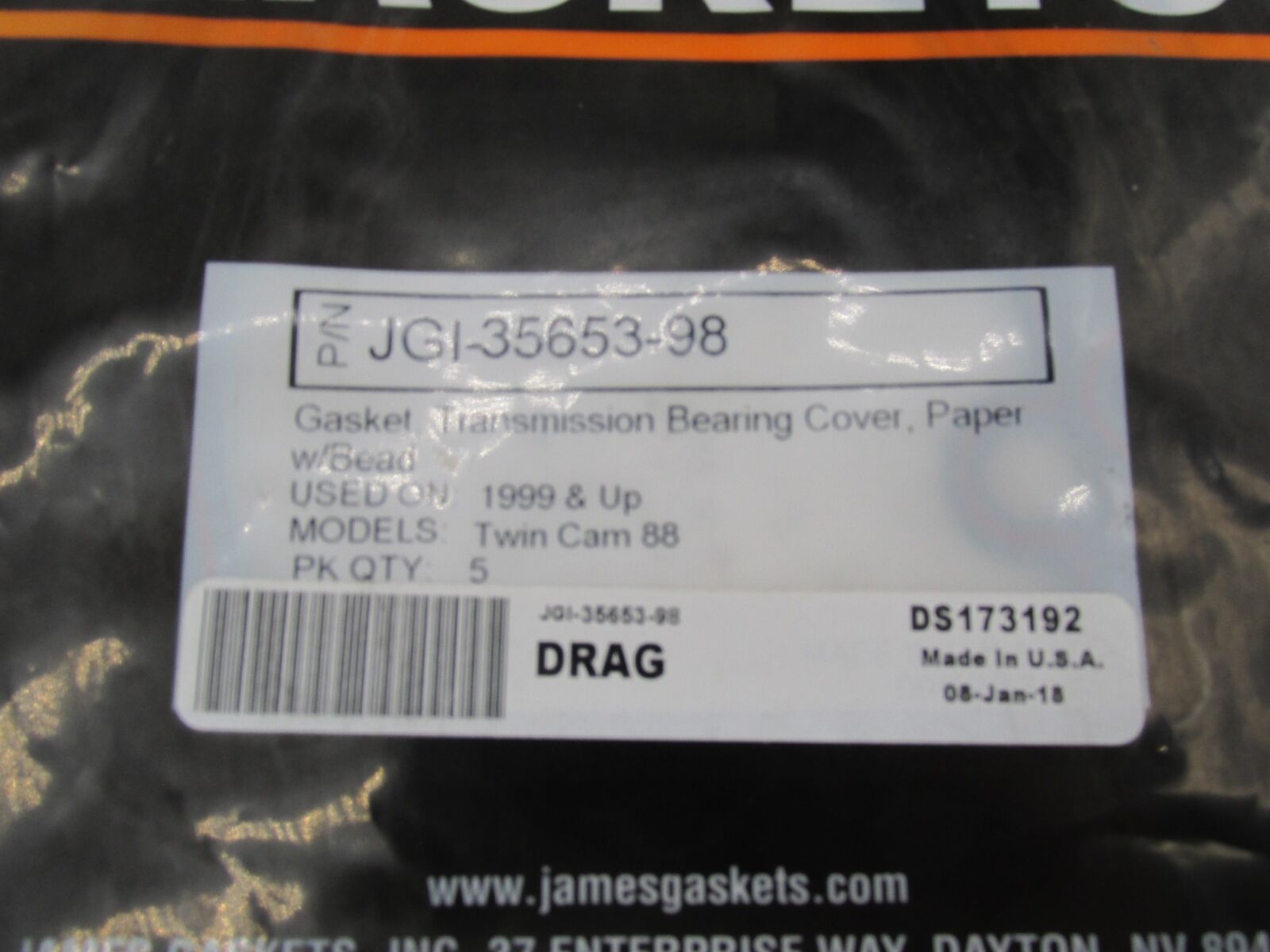 Lot of 2 Harley Davidson James Gaskets Bearing Cover Gaskets JGI-35653-98