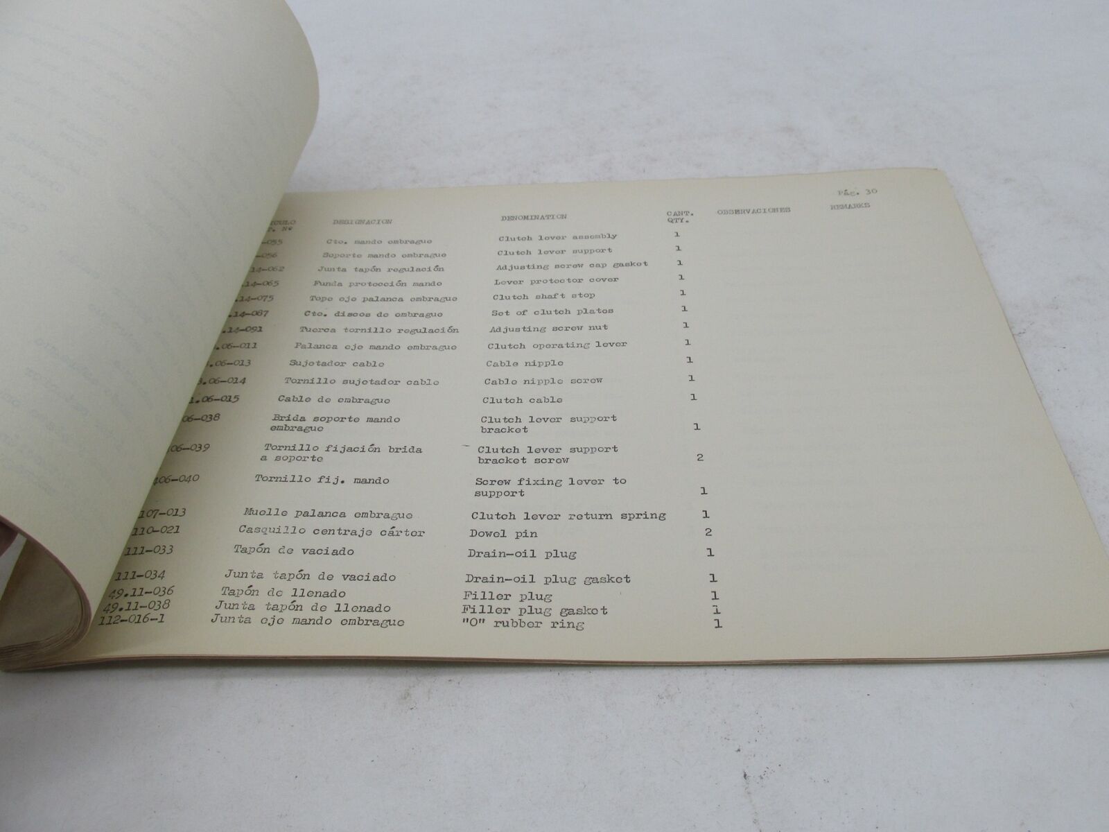Bultaco Factory 1971 Bultaco Matador Mk4 Motorcycle Catalog Parts List