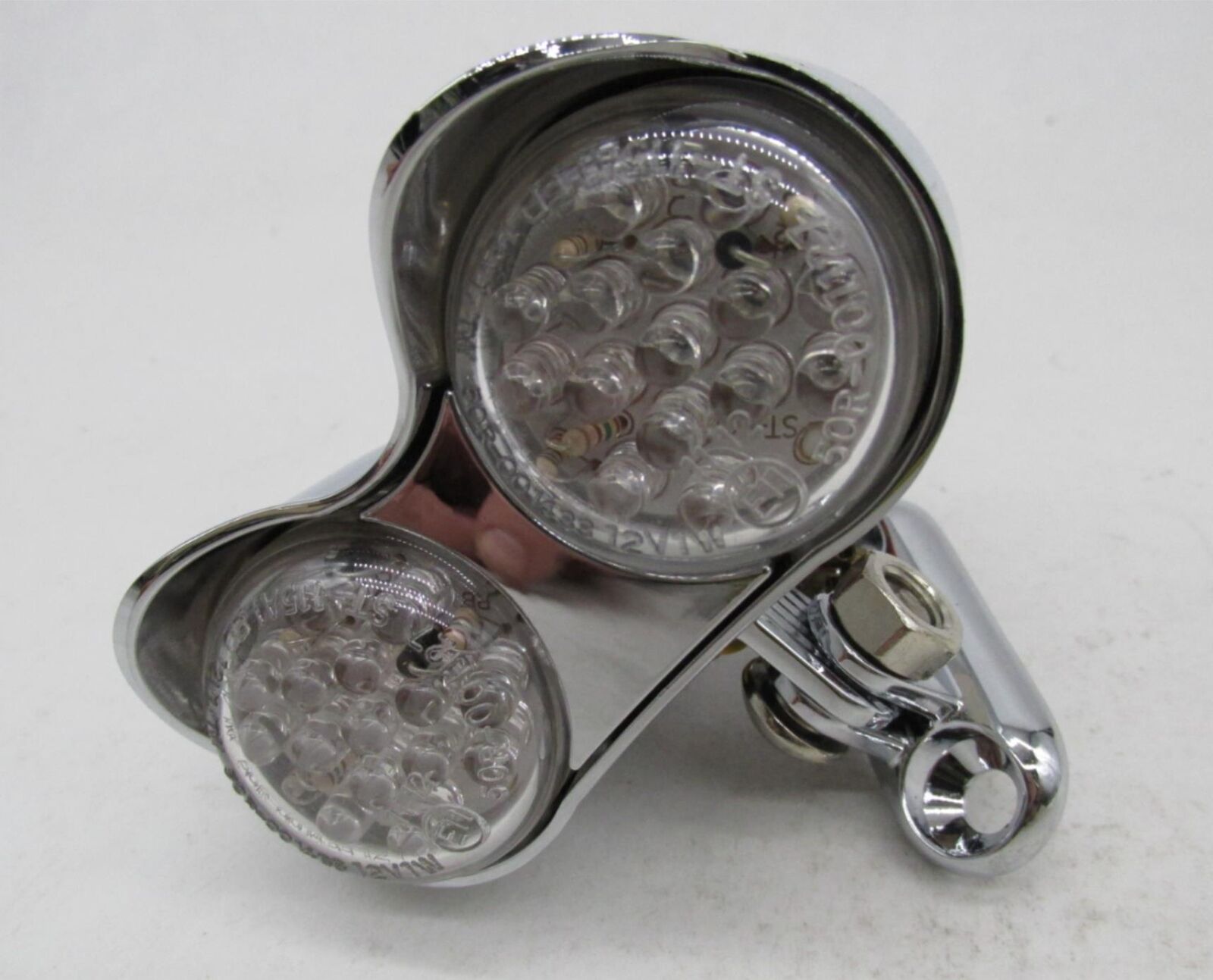 V-Twin Universal Motorcycle Harley Chrome Hi-Glide Amber Dual LED Light 33-0060