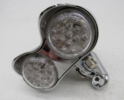 V-Twin Universal Motorcycle Harley Chrome Hi-Glide Amber Dual LED Light 33-0060