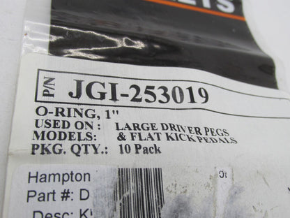Lot of 10 Harley JGI-253019 Large Driver Pegs & Flat Kick Pedal O-Rings