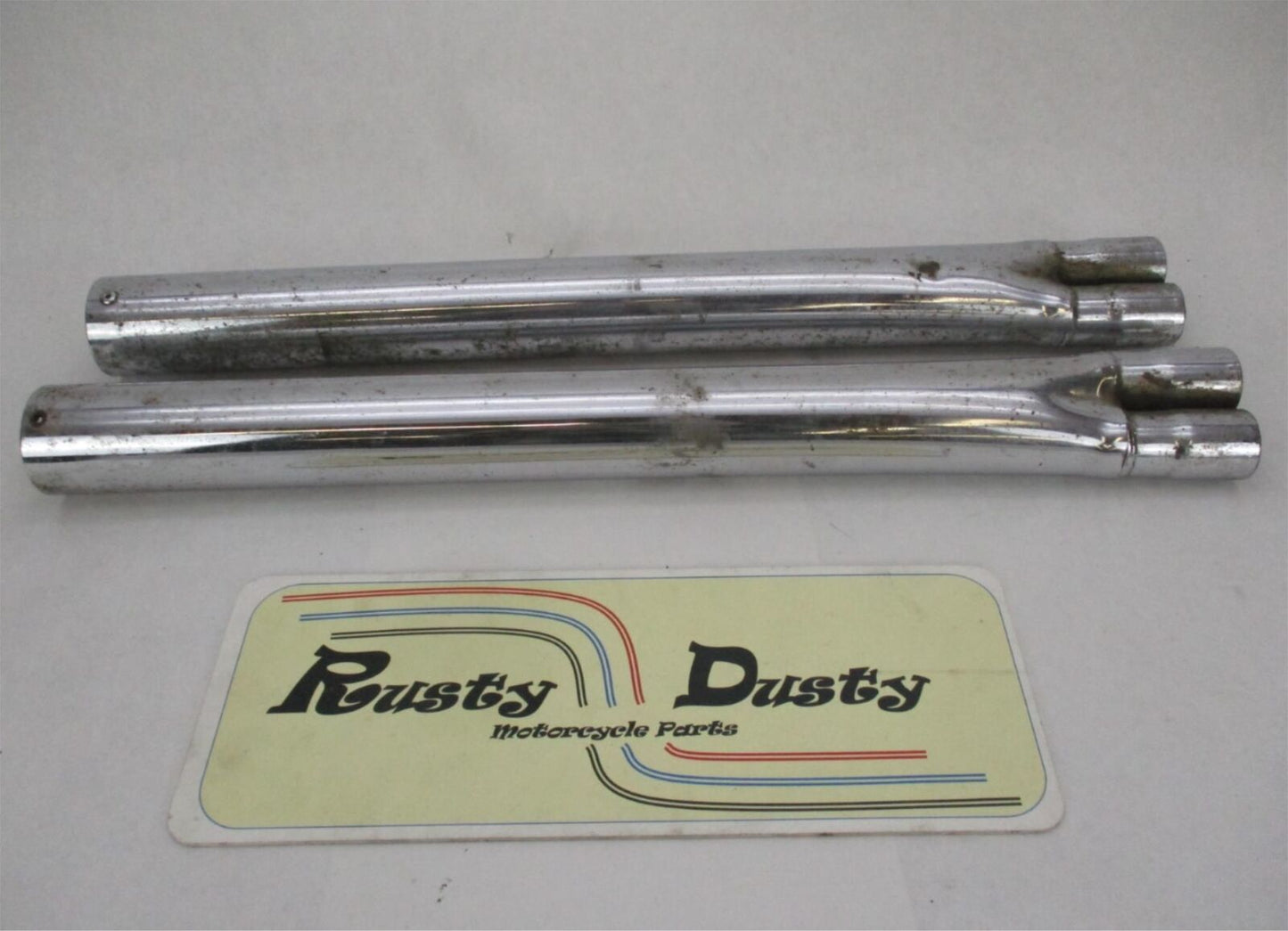 Set of 2 Vintage Motorcycle 2 into 1 Exhaust Mufflers 1.5" OD / 2.5" OD