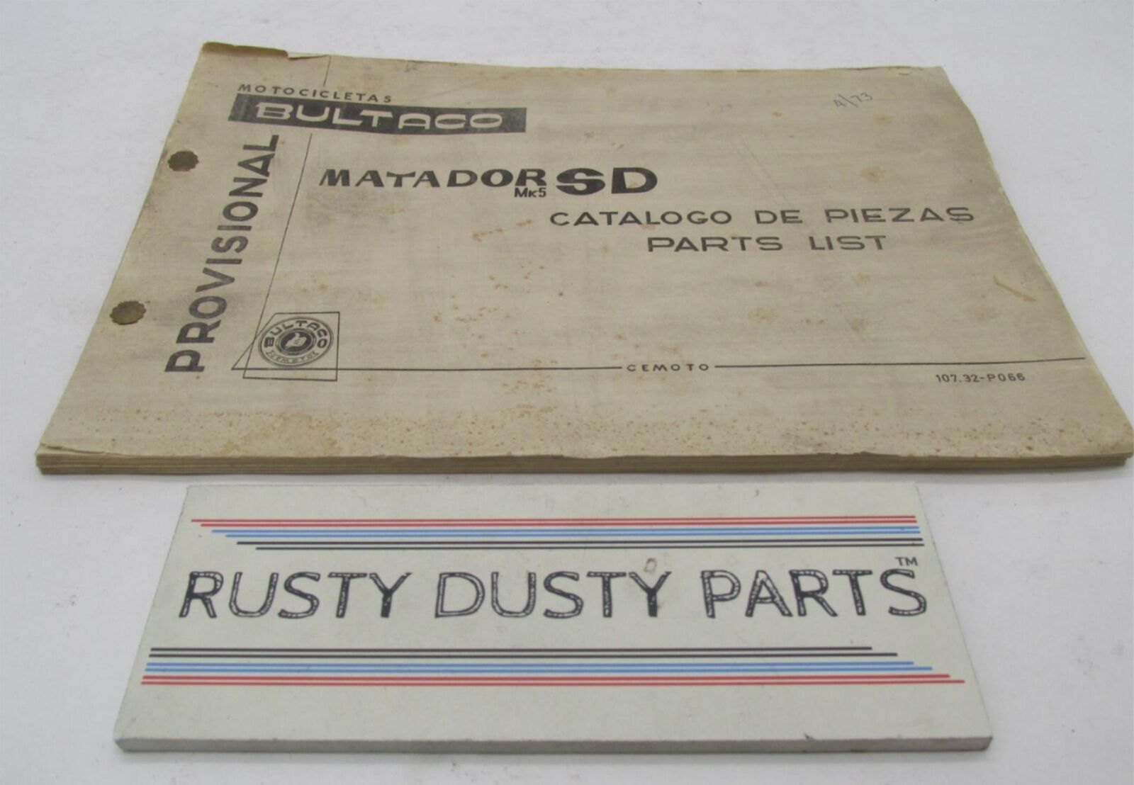 Bultaco 1972 Factory Provisional Matador MK5 Parts List Catalog 107.32-P066