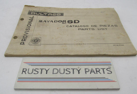 Bultaco 1972 Factory Provisional Matador MK5 Parts List Catalog 107.32-P066