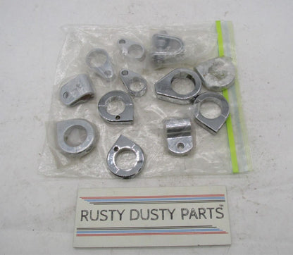 Large Mixed Lot of Harley Davidson Chrome Handlebar Cable Hose Brake Line Clamps