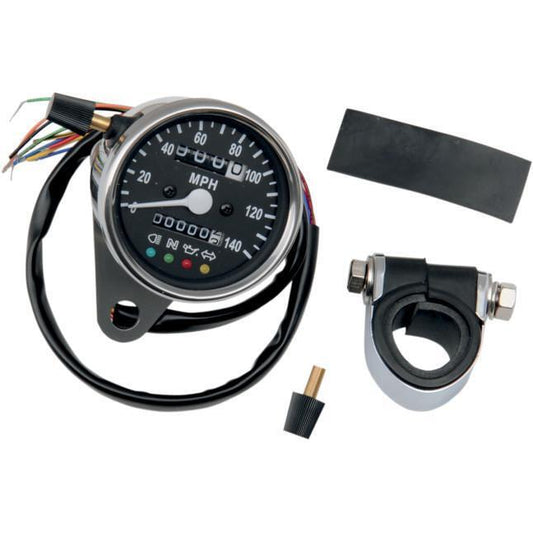 Drag Specialties Mini Mechanical Speedometer with LED Indicators 2210-0210
