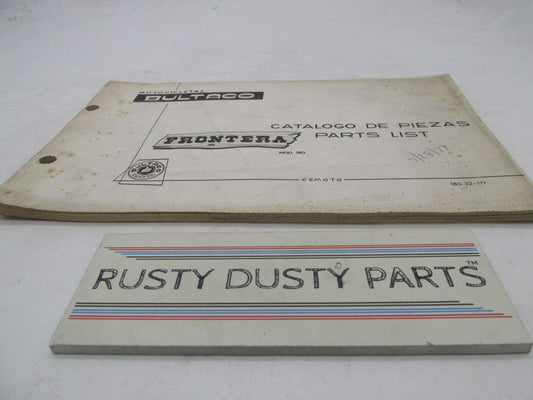 Bultaco Original Factory Frontera 180 Catalog Parts List 180.32-117