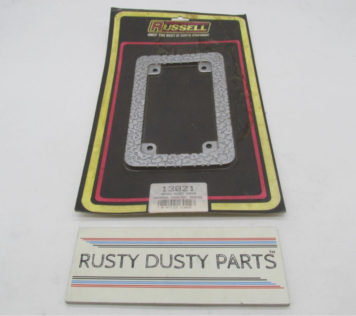 Russell Chrome Universal Motorcycle Nevada Nugget License Plate Frame 13021