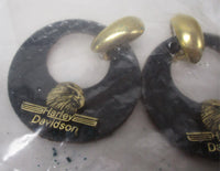 Harley-Davidson HD Leather Eagle Gold Color Earrings Jewelry