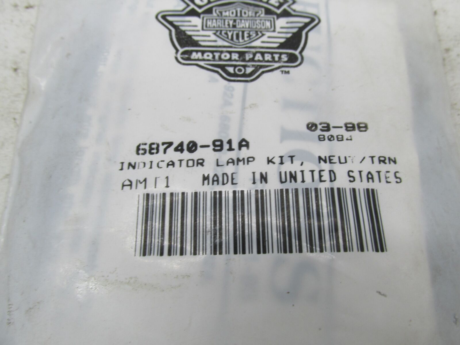 Harley-Davidson Genuine NOS Neutral Indicator Lamp Kit 68740-91A